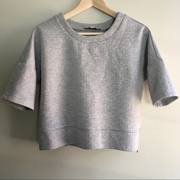 LOFT Tops - LOFT Crop Textured Crewneck Oversized Fit